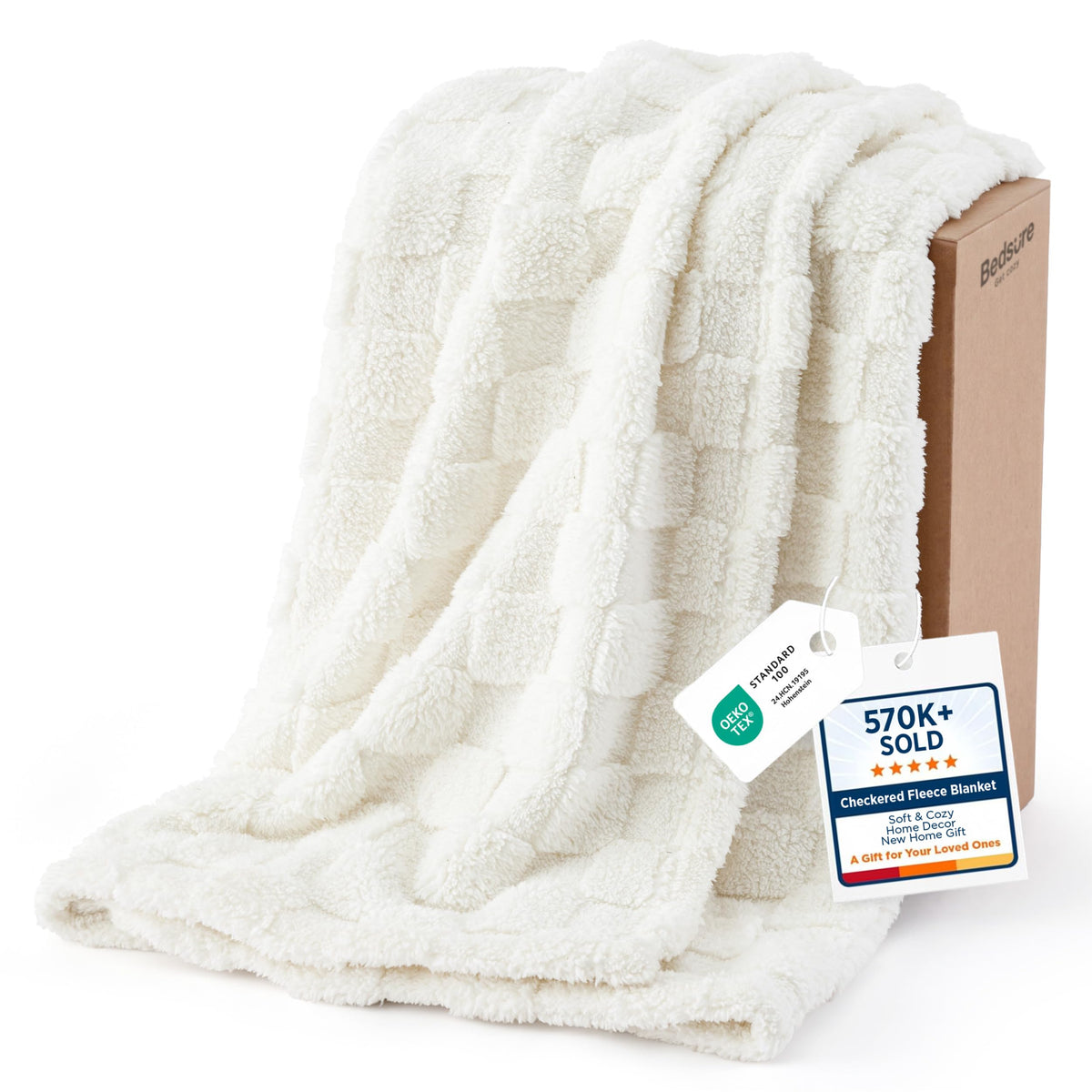 Bedsure GentleSoft Throw Blanket Checkered Fleece Blankets