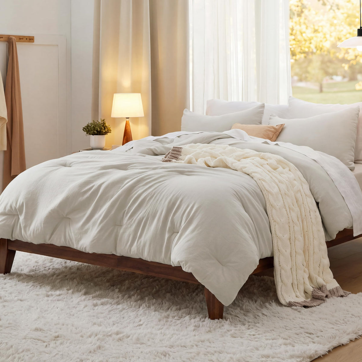 Bedsure Comforter Set Prewashed Soft Bedding Set 3Pcs