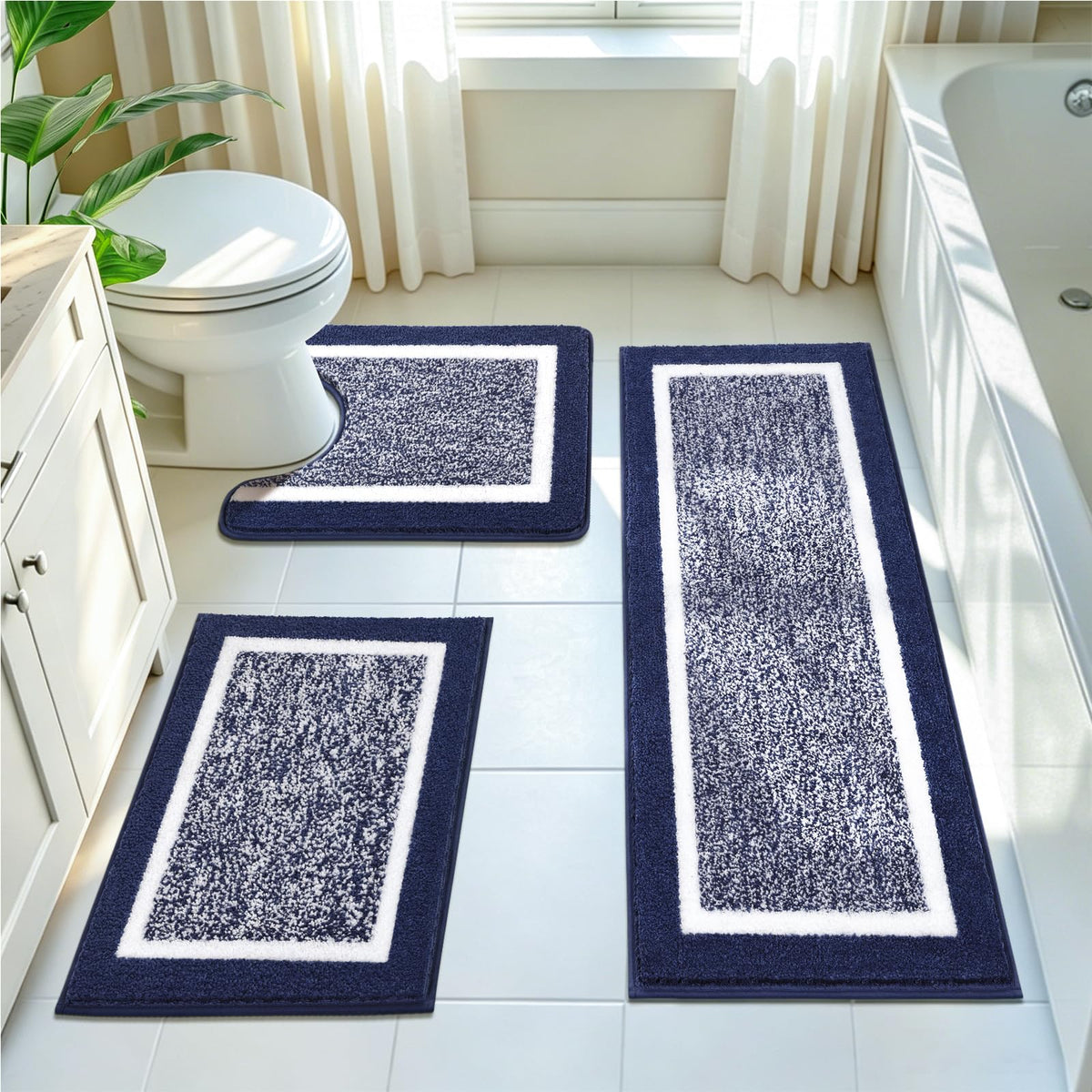 Pauwer Non-Slip Washable Bathroom Rug and Bath Mat Set