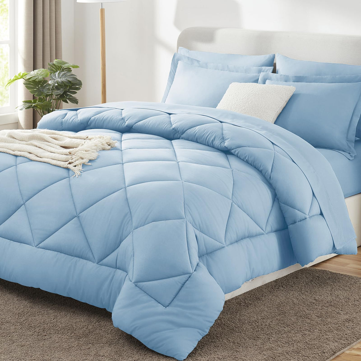 CozyLux Comforter Set, Down Alternative Bedding Set with Sheets, 5/7 Pieces