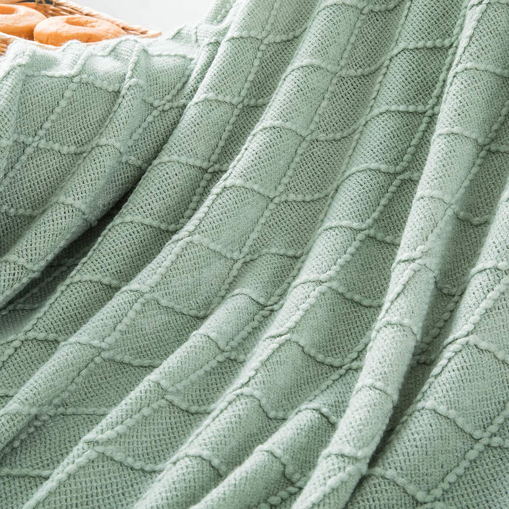 Homiest Decorative Knitted Throw Blanket with Fringe Soft & Cozy Tassel Blanket for Couch Sofa Bed