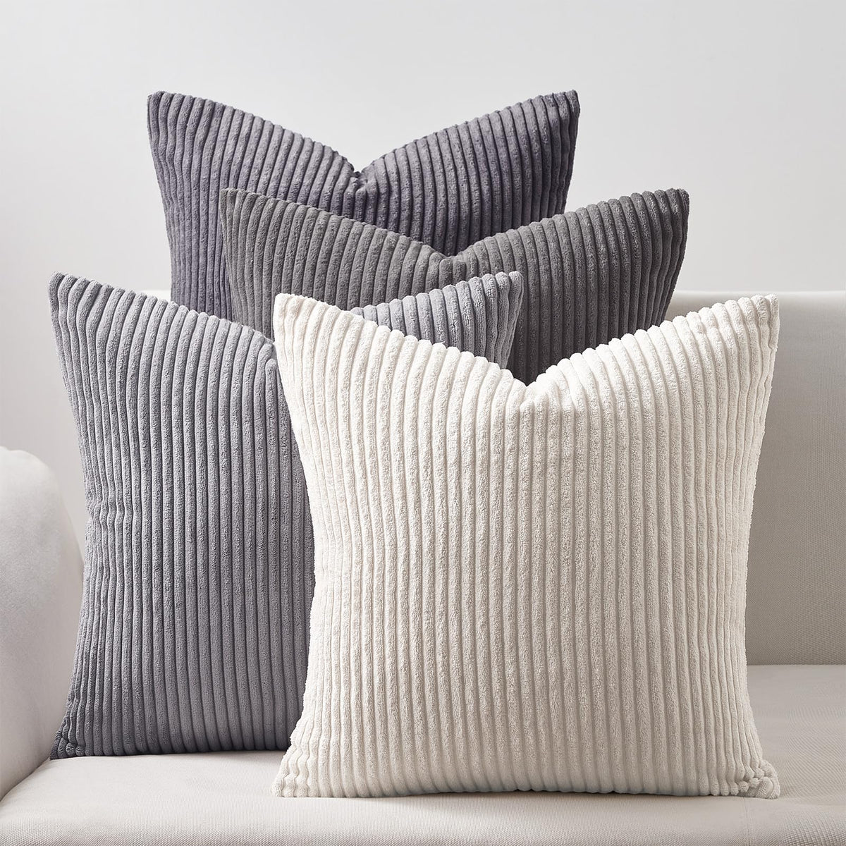 Topfinel Set of 4 Gradient Corduroy Pillow Covers