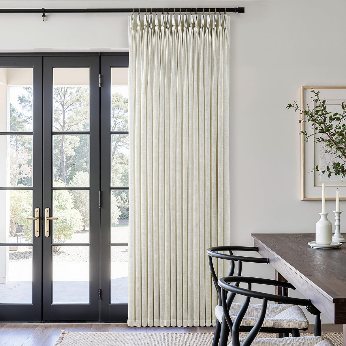 Triple Pinch-Pleated Light-Filtering Linen Curtains