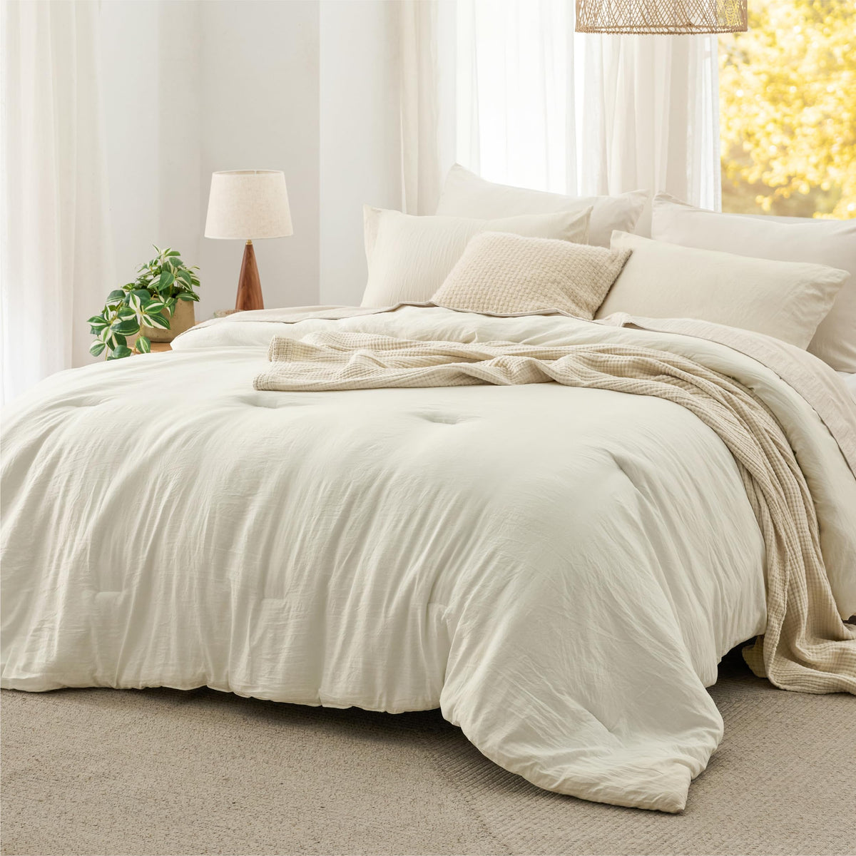 Bedsure Comforter Set Prewashed Soft Bedding Set 3Pcs