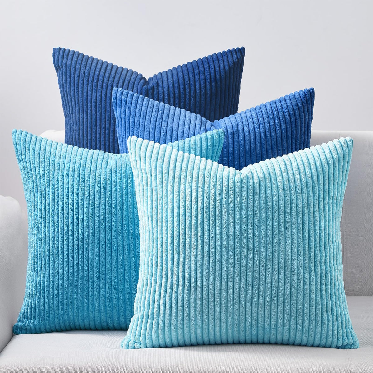Topfinel Cushion Cover Yellow Green Set of 4 Corduroy Pillow Covers Cushion Cover Decorative Cushion Cover Sofa Cushion Deco for Sofa Bedroom Living Room Balcony Children Fluffy Gradient