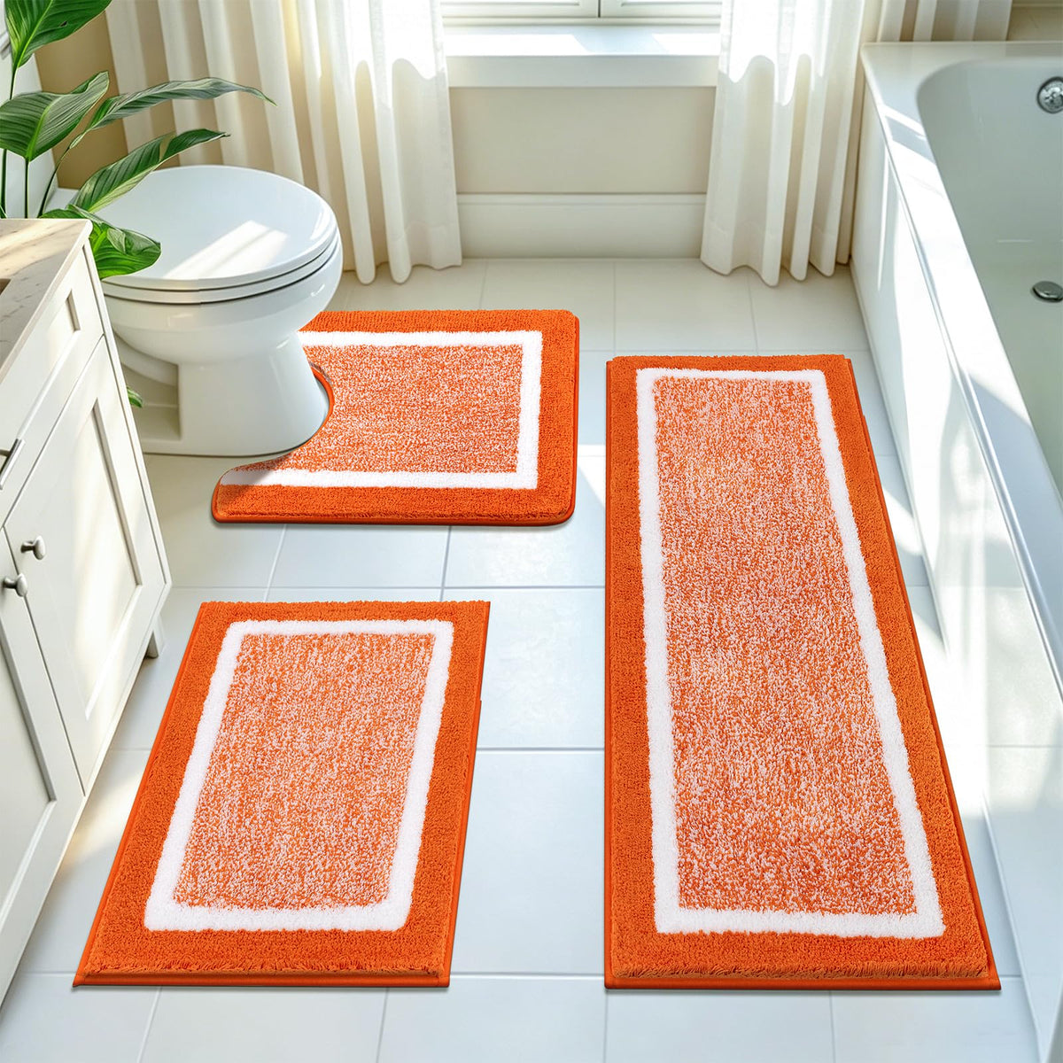 Pauwer Non-Slip Washable Bathroom Rug and Bath Mat Set