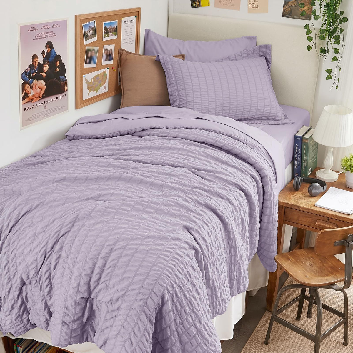 HYMOKEGE Comforter Set Seersucker 7 Pieces, All Season Luxury Bed in a Bag for Bedroom, Bedding Set with Comforters, Sheets, Pillowcases & Shams