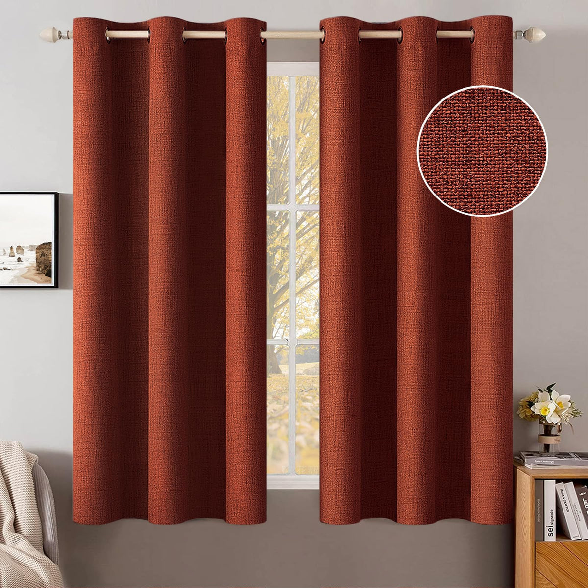MIULEE Linen-Textured Thermal Insulated Blackout Curtains