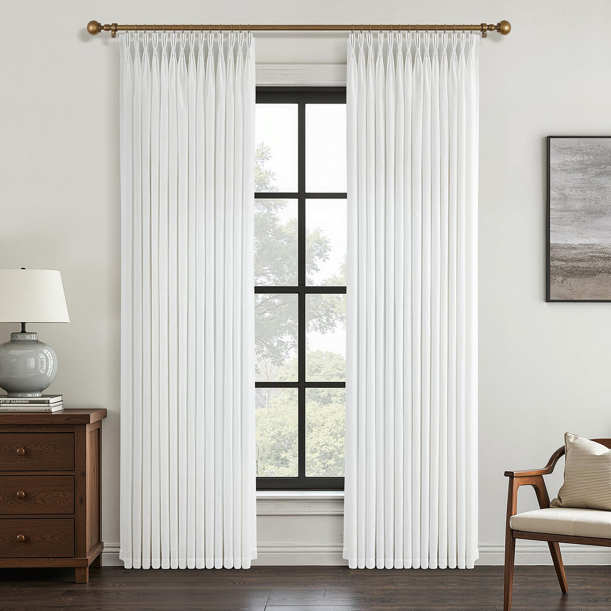 Triple Pinch-Pleated Light-Filtering Linen Curtains