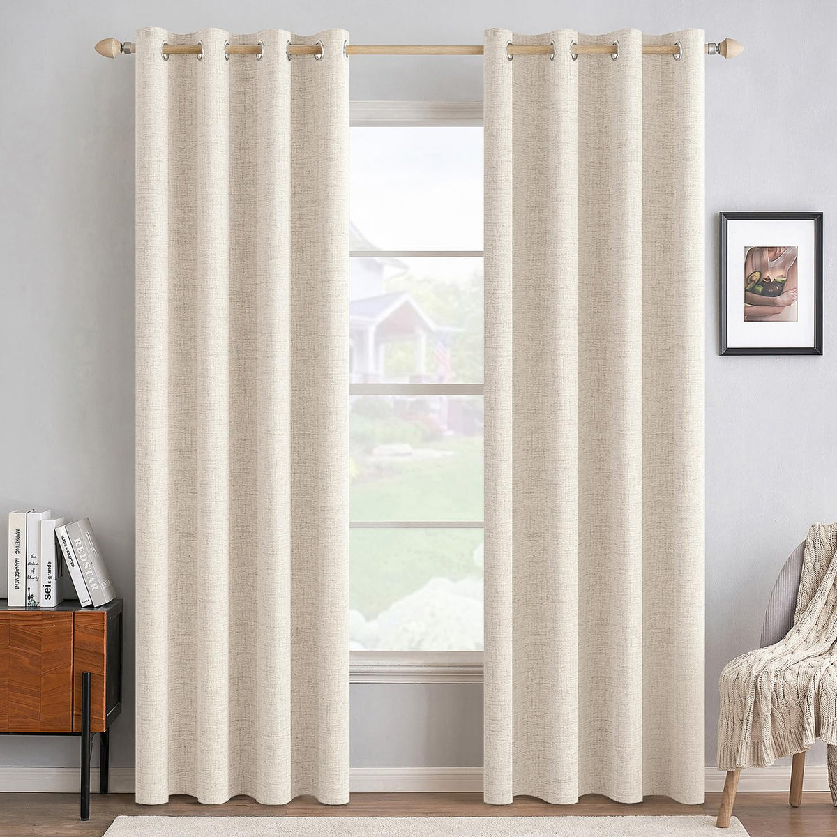 MIULEE Linen-Textured Thermal Insulated Blackout Curtains