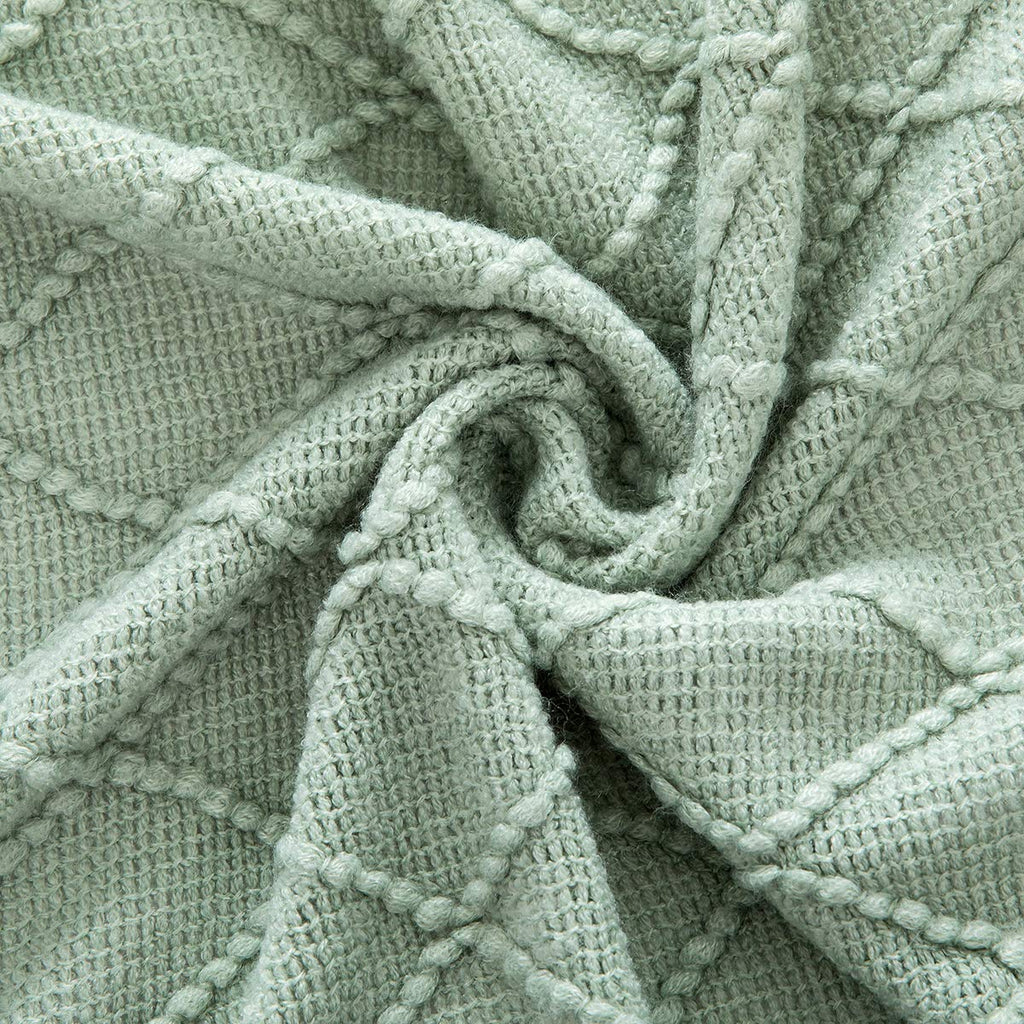 Homiest Decorative Knitted Throw Blanket with Fringe Soft & Cozy Tassel Blanket for Couch Sofa Bed