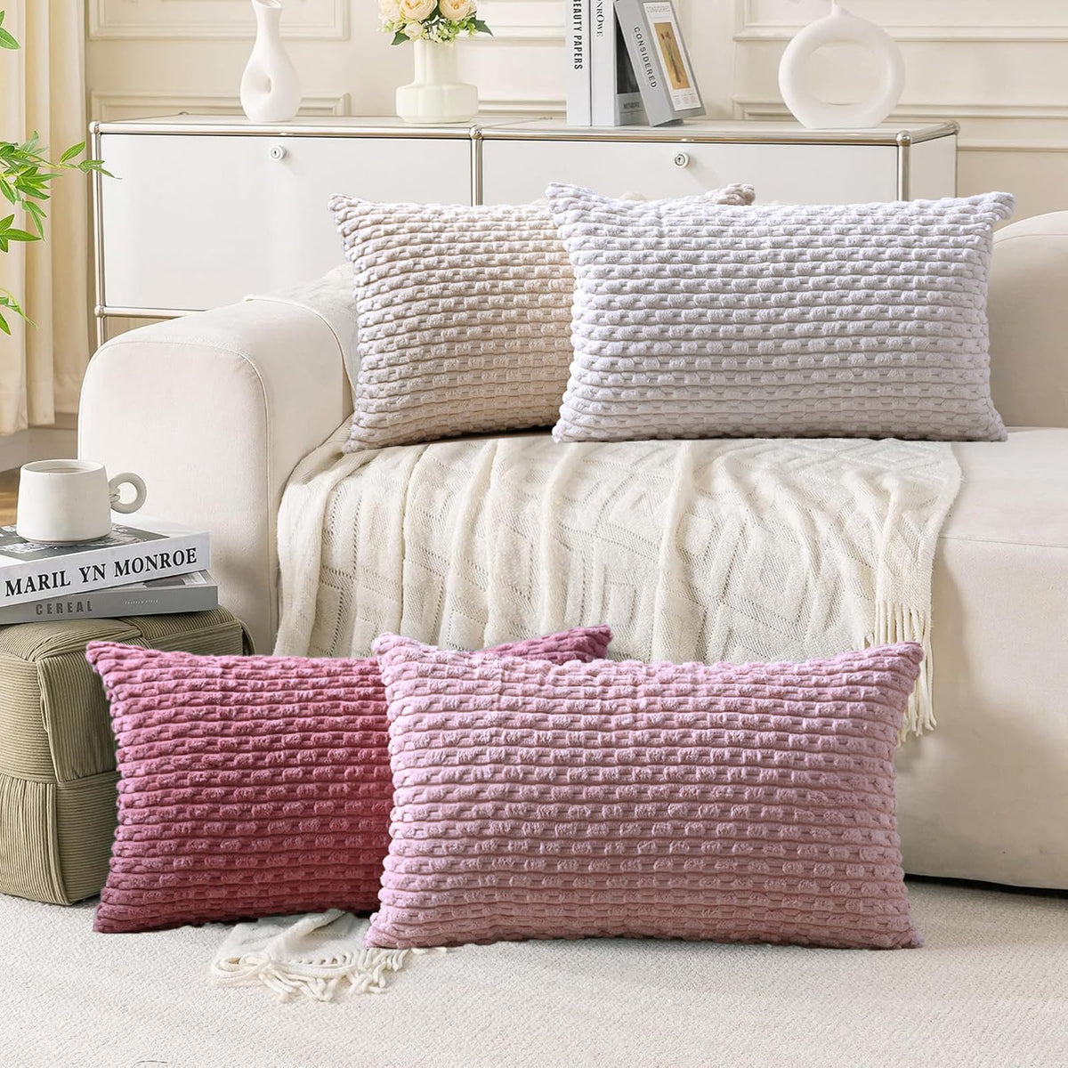 Cozoomy Set of 4 Corduroy Decorative Pillow Covers