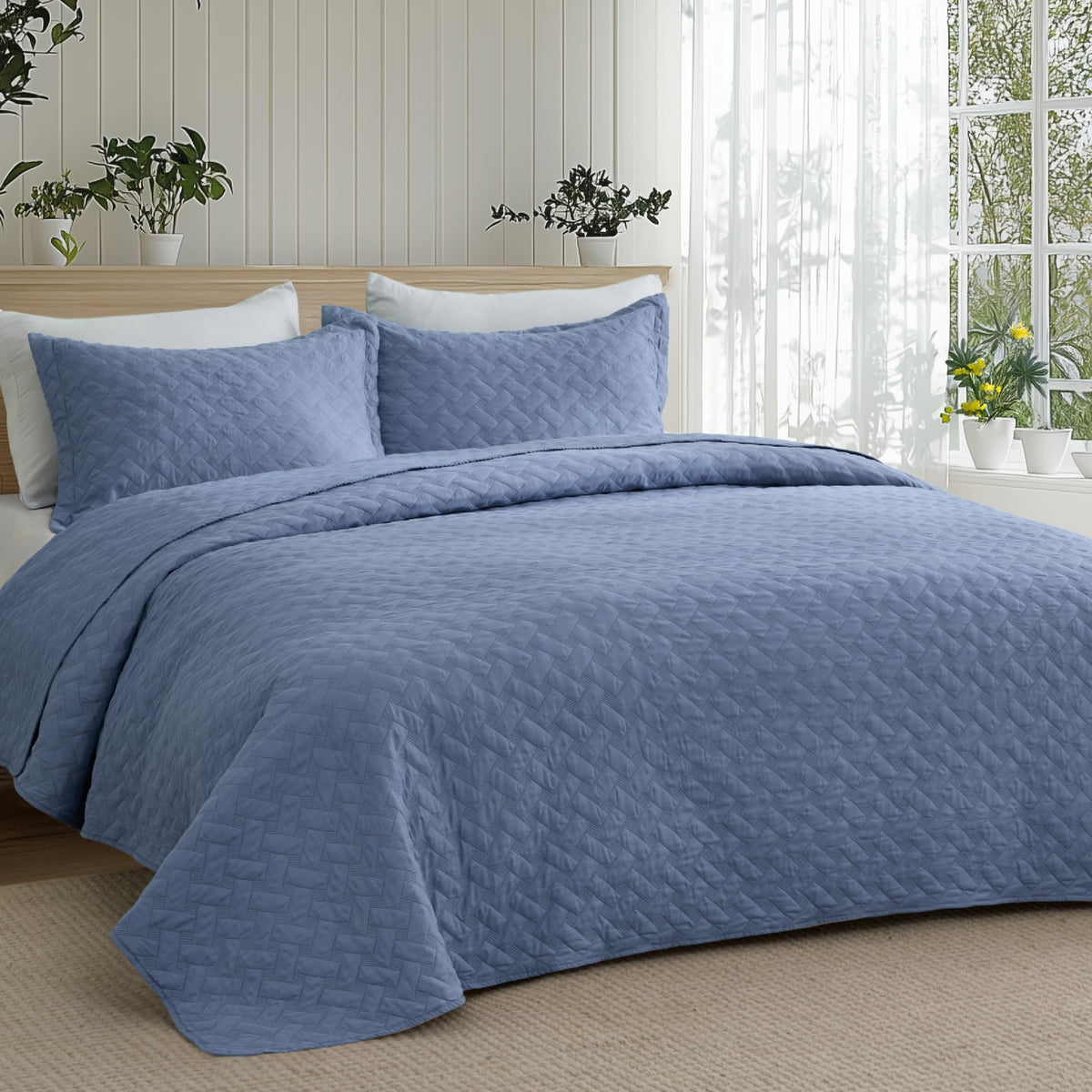 Bedsure Lightweight Basket-Weave Quilt Bedspread Set