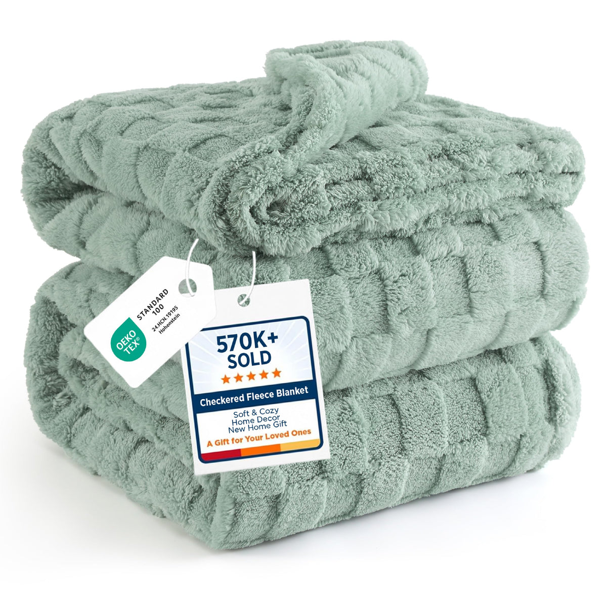 Bedsure GentleSoft Throw Blanket Checkered Fleece Blankets