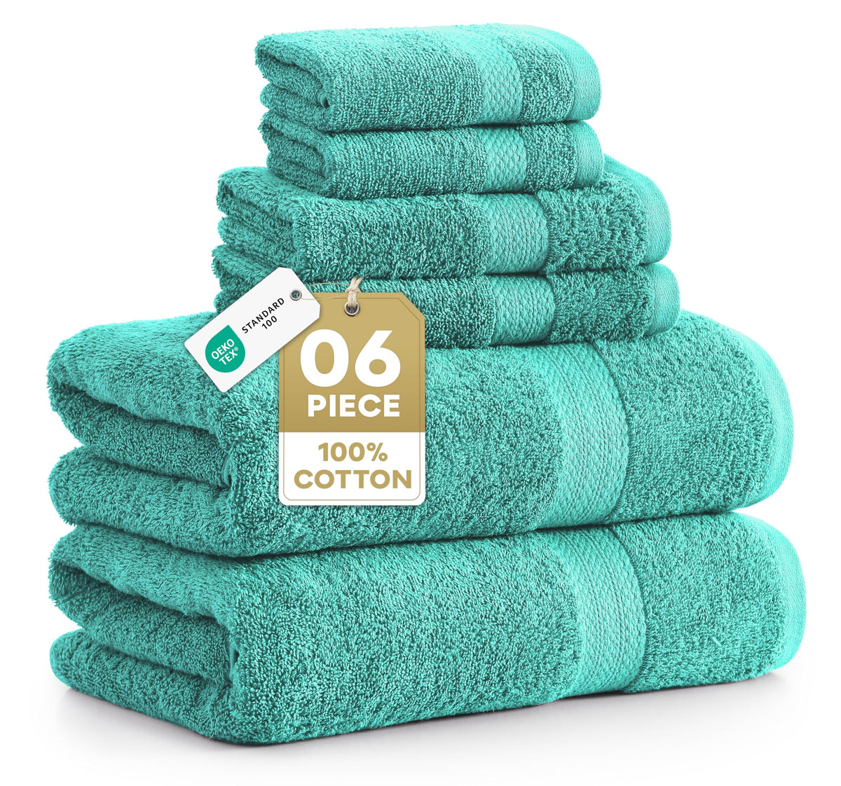 LANE LINEN 6-Piece Ring-Spun Cotton Bathroom Towel Set