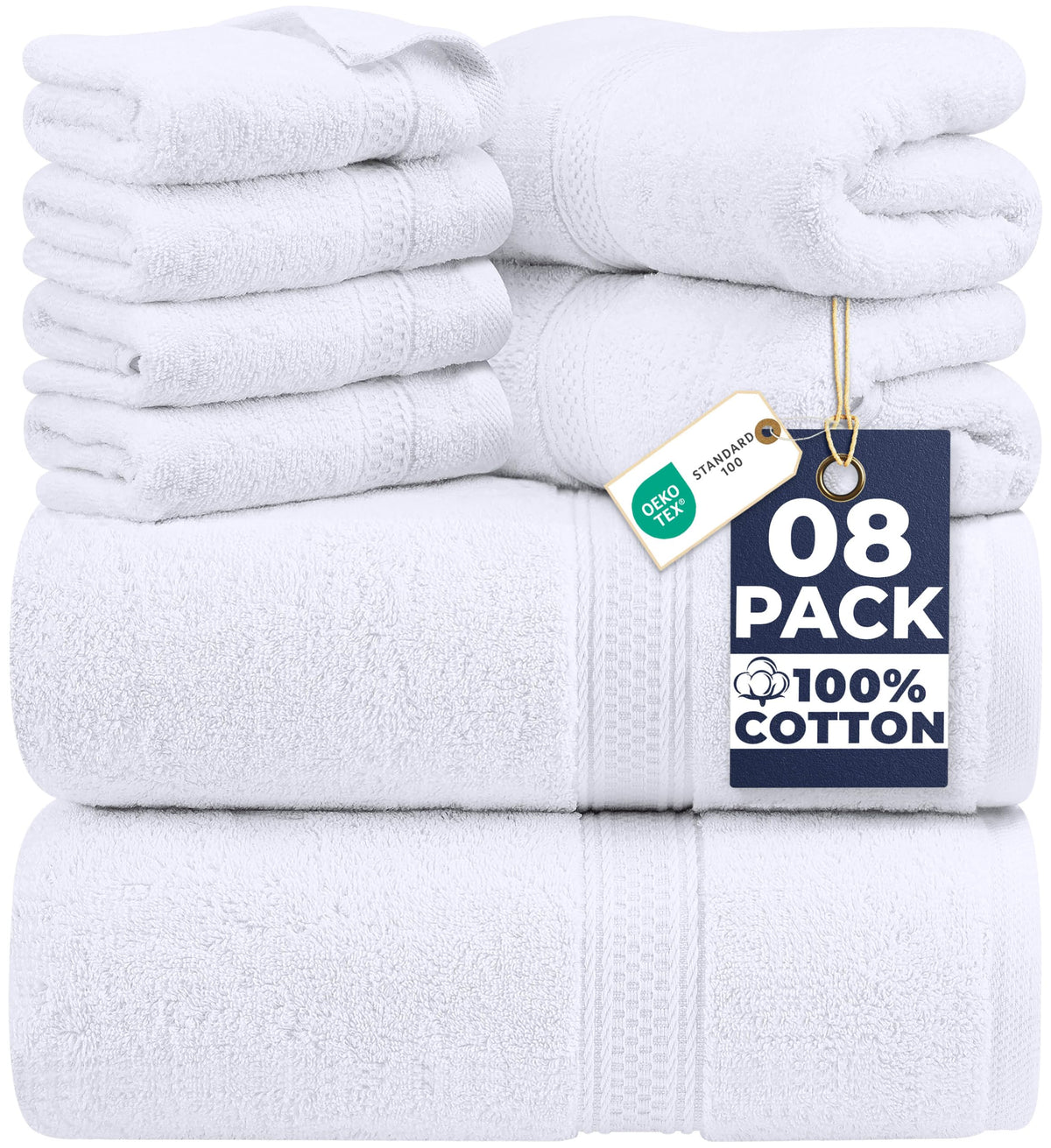 Utopia Towels 8-Piece 600 GSM Cotton Bathroom Towel Set