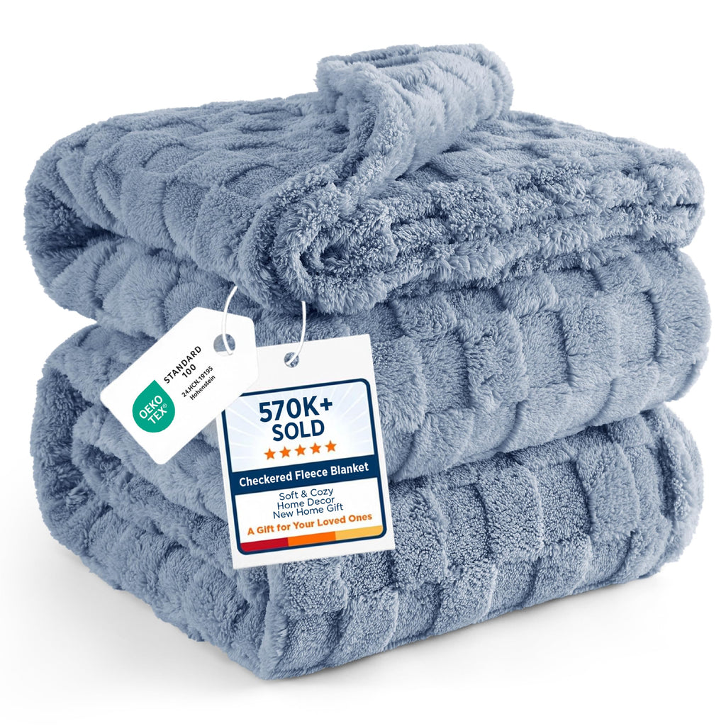 Bedsure GentleSoft Throw Blanket Checkered Fleece Blankets