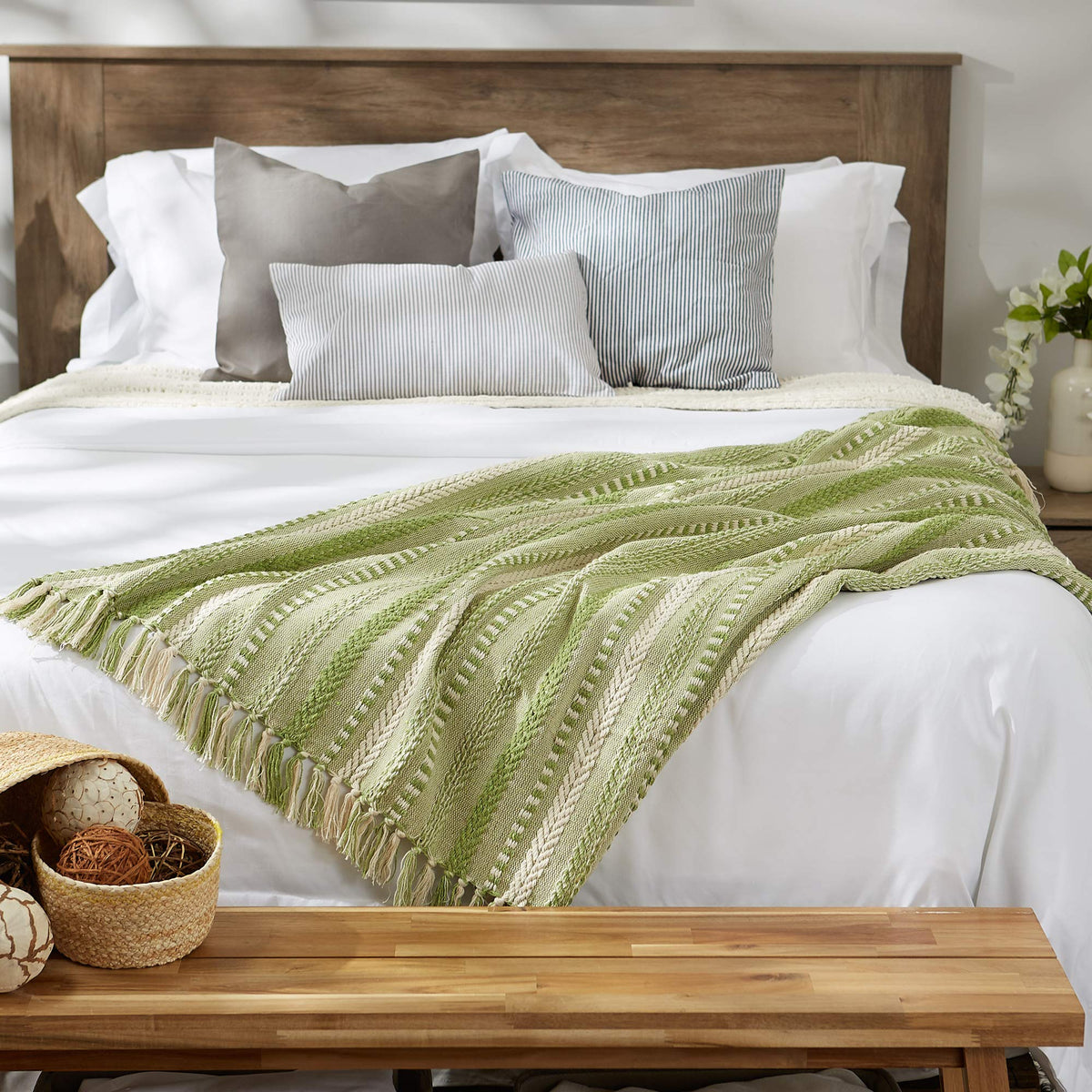 DII Braided Striped Decorative Throw Blanket