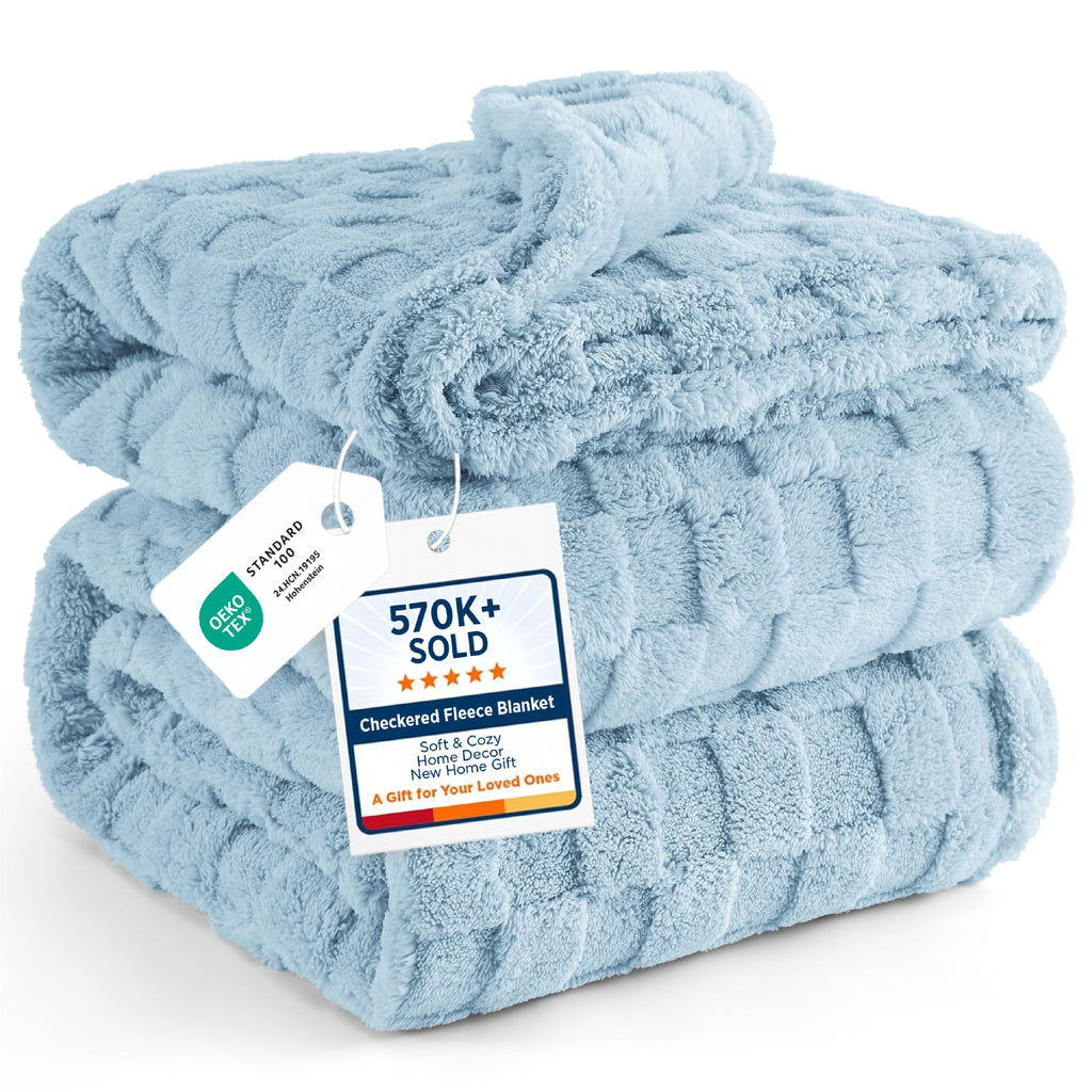 Bedsure GentleSoft Throw Blanket Checkered Fleece Blankets