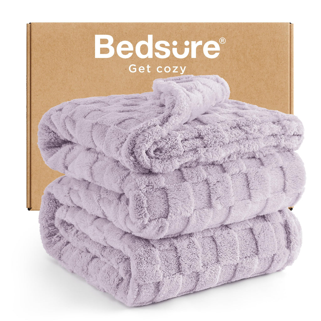 Bedsure GentleSoft Throw Blanket Checkered Fleece Blankets