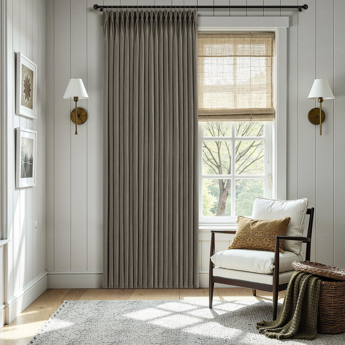 Triple Pinch-Pleated Light-Filtering Linen Curtains