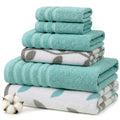 Modern Threads 6 Piece Bath Towel Set – Bathroom Set with 2 Bath Towels, 2 Hand Towels, and 2 Wash Cloths – 100% Cotton, Super Absorbent & Extra Soft – Reversible Pattern