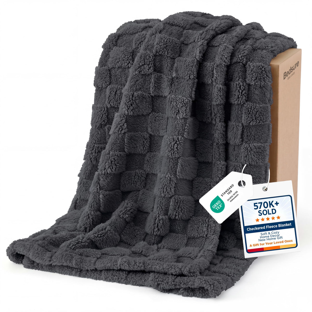 Bedsure GentleSoft Throw Blanket Checkered Fleece Blankets