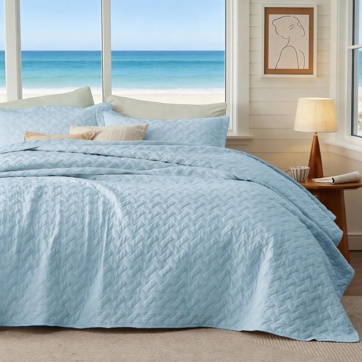 Bedsure Lightweight Basket-Weave Quilt Bedspread Set