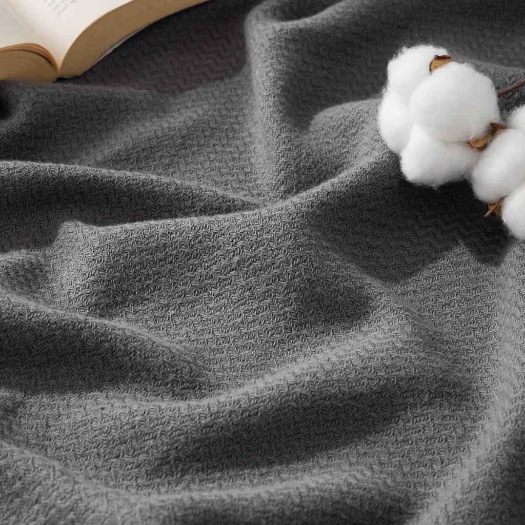 Bedsure 100% Cotton Blanket, Herringbone Weave