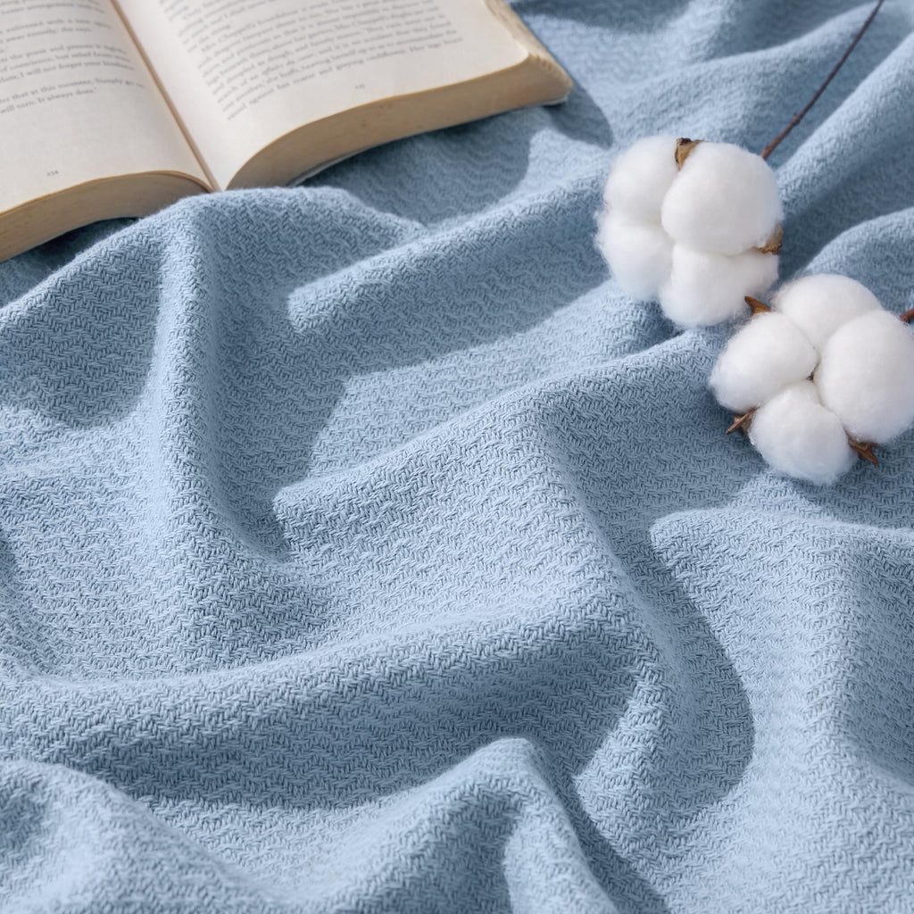 Bedsure 100% Cotton Blanket, Herringbone Weave