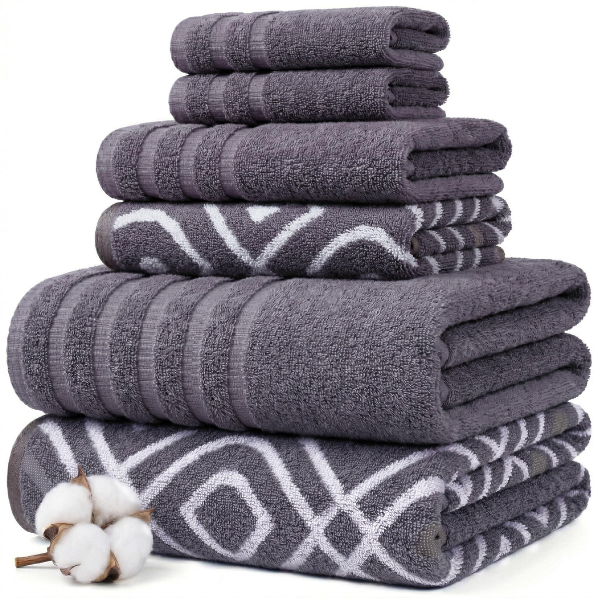 Modern Threads 6-Piece Reversible Cotton Bath Towel Set
