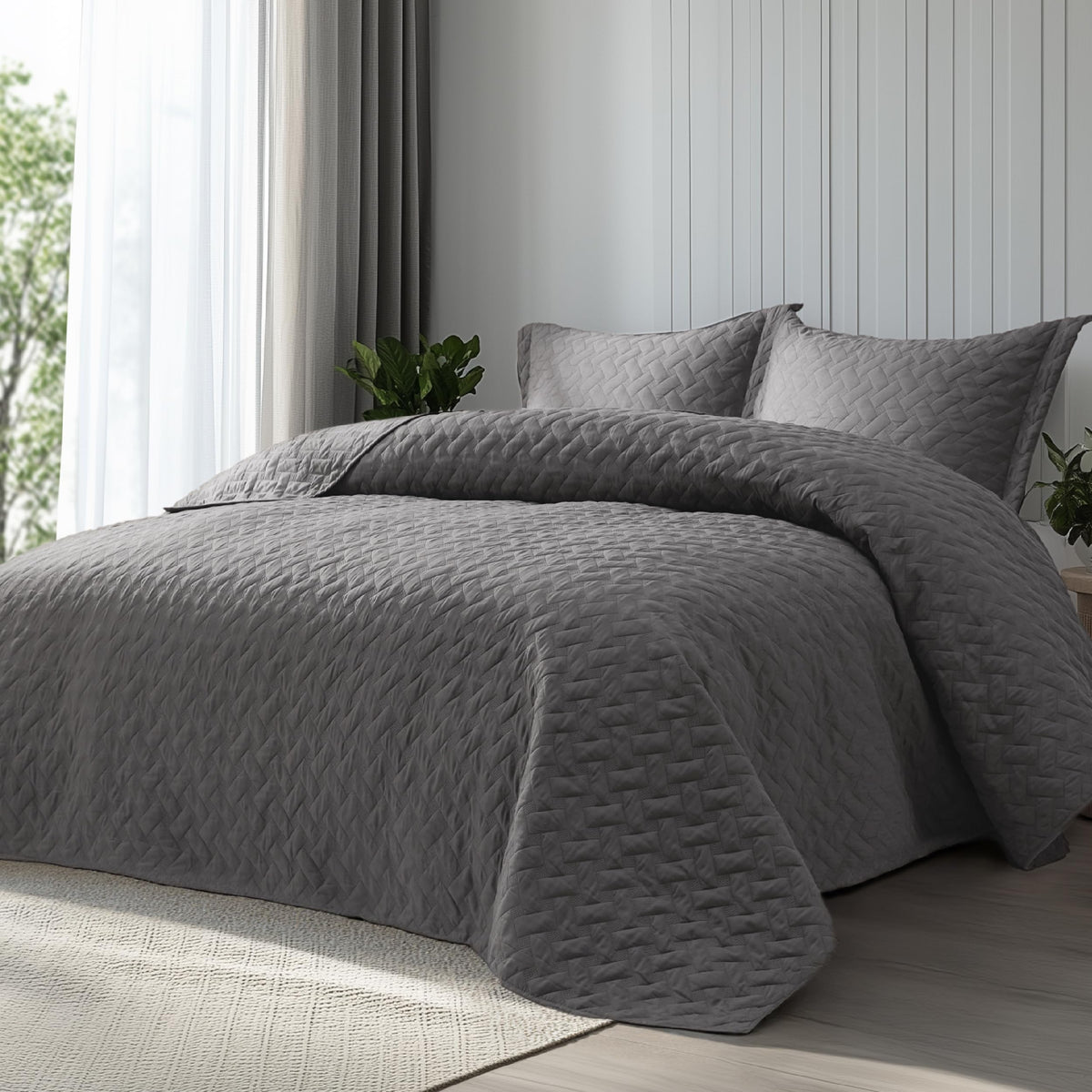 Bedsure Lightweight Basket-Weave Quilt Bedspread Set