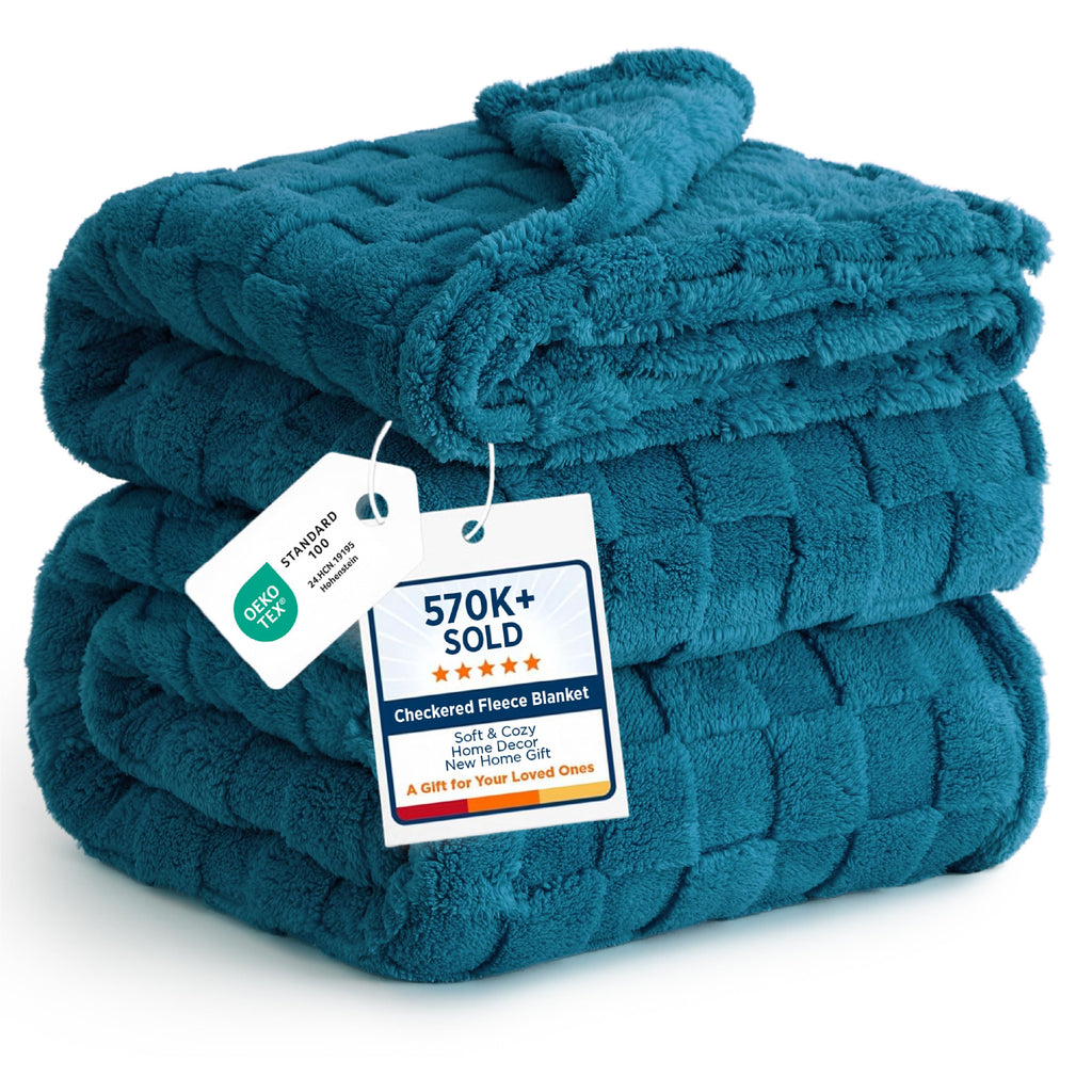 Bedsure GentleSoft Throw Blanket Checkered Fleece Blankets