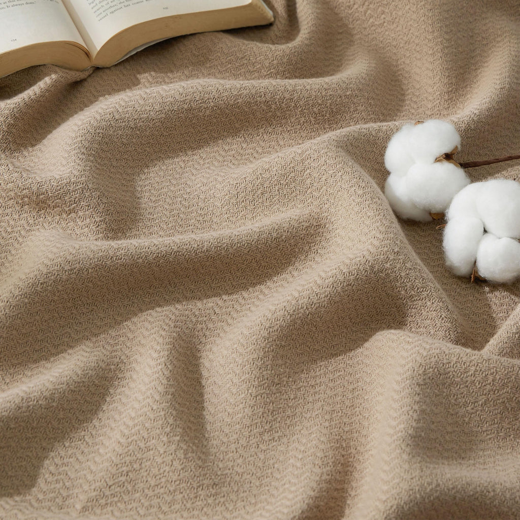 Bedsure 100% Cotton Blanket, Herringbone Weave