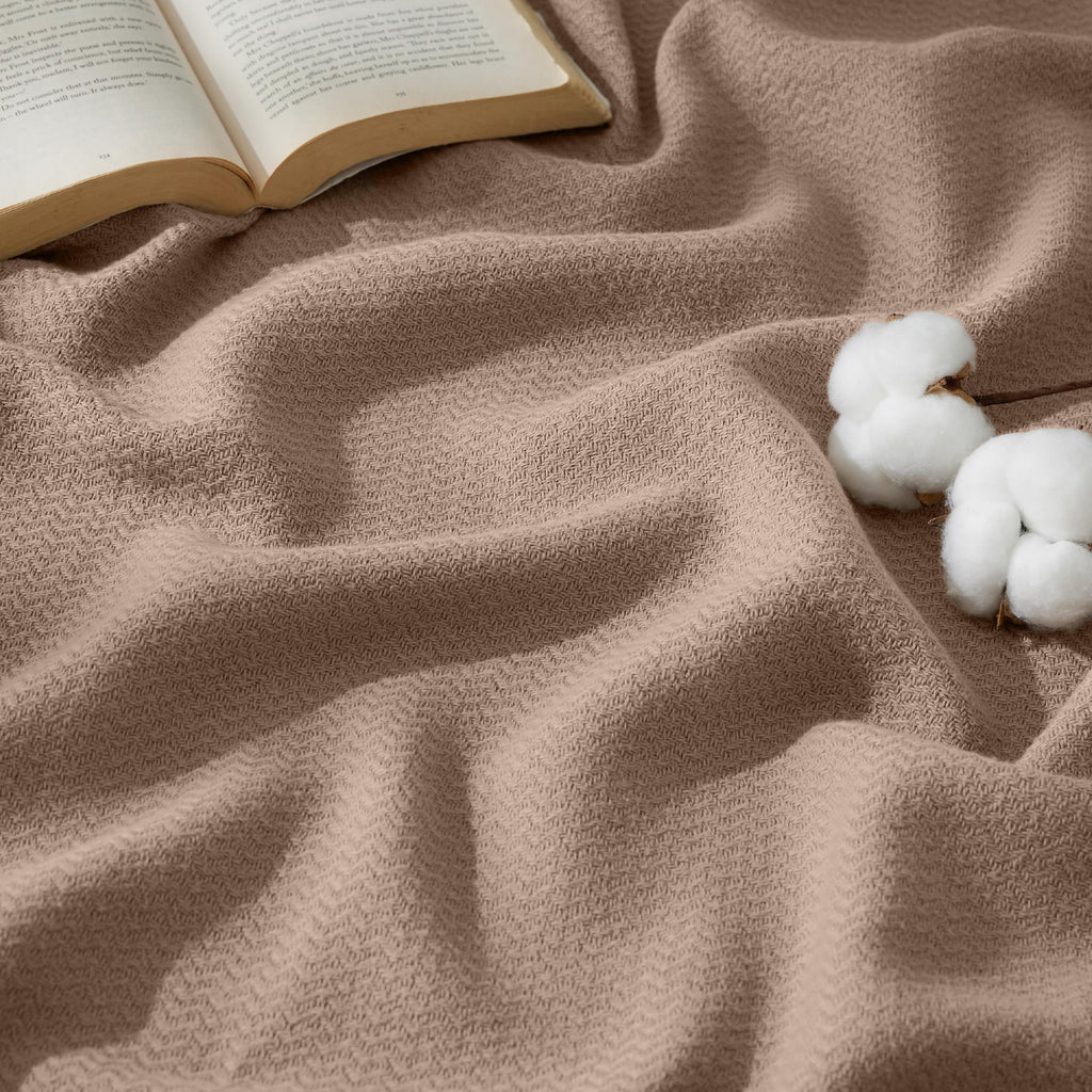 Bedsure 100% Cotton Blanket, Herringbone Weave