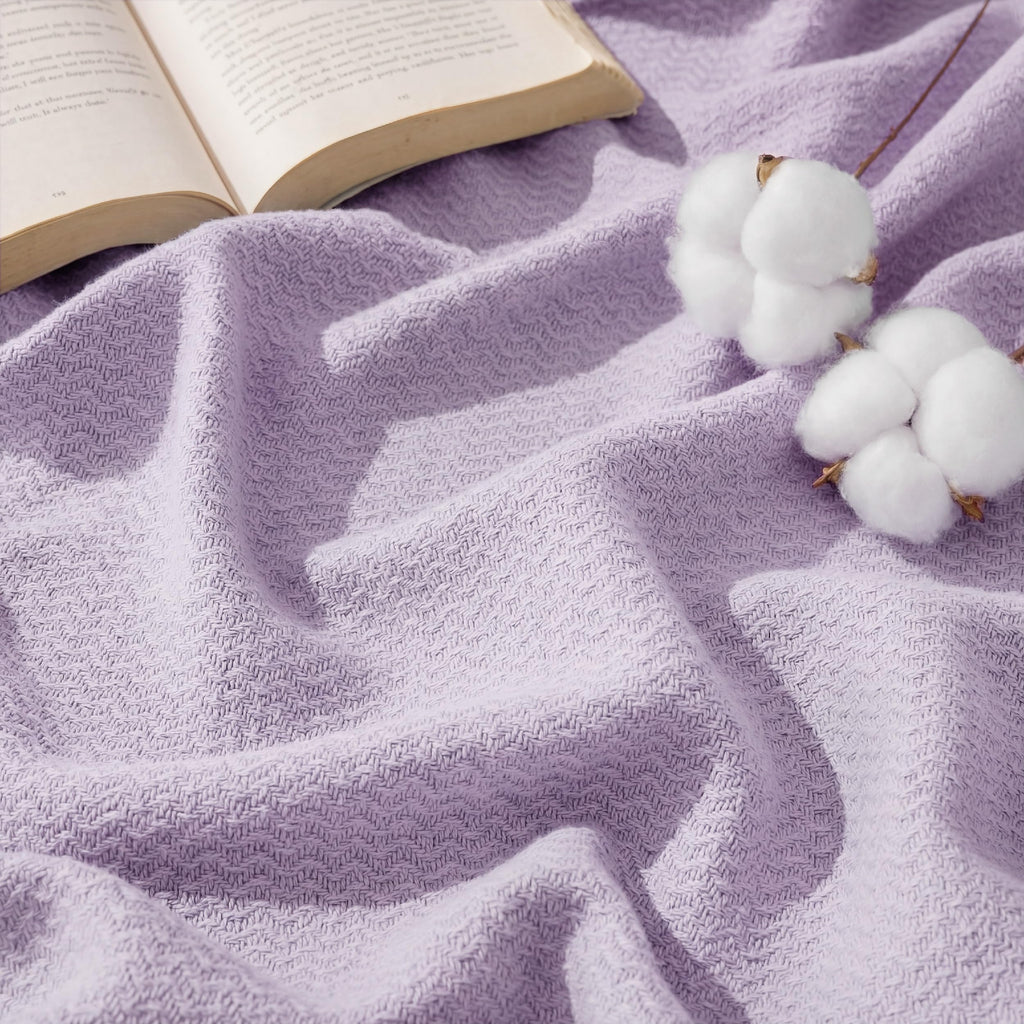 Bedsure 100% Cotton Blanket, Herringbone Weave