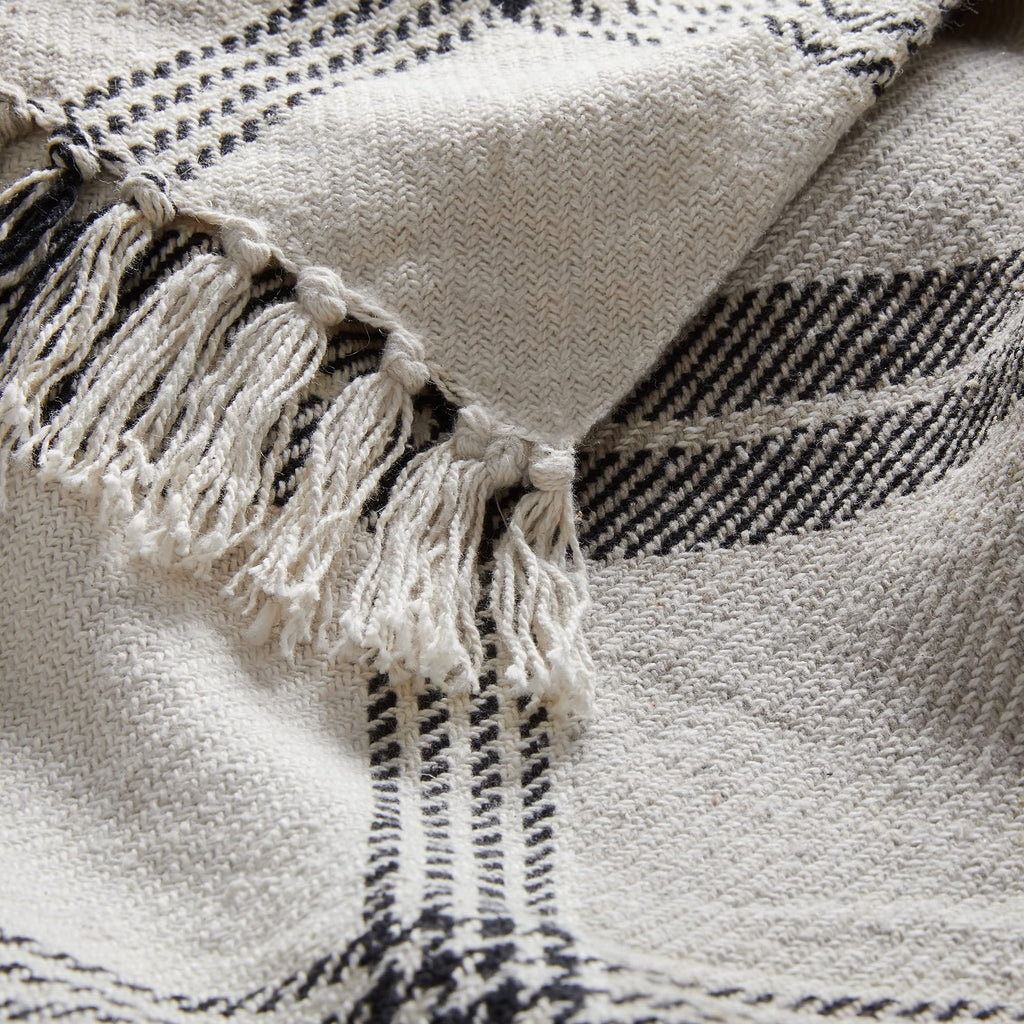 Americanflat 50x60 Throw Blanket - Soft and Breathable Cotton Throw Blanket for Couch, Bed, Chair - Decorative Blankets Perfect for Home, Office, or Outdoor Use - Cream Herringbone Design