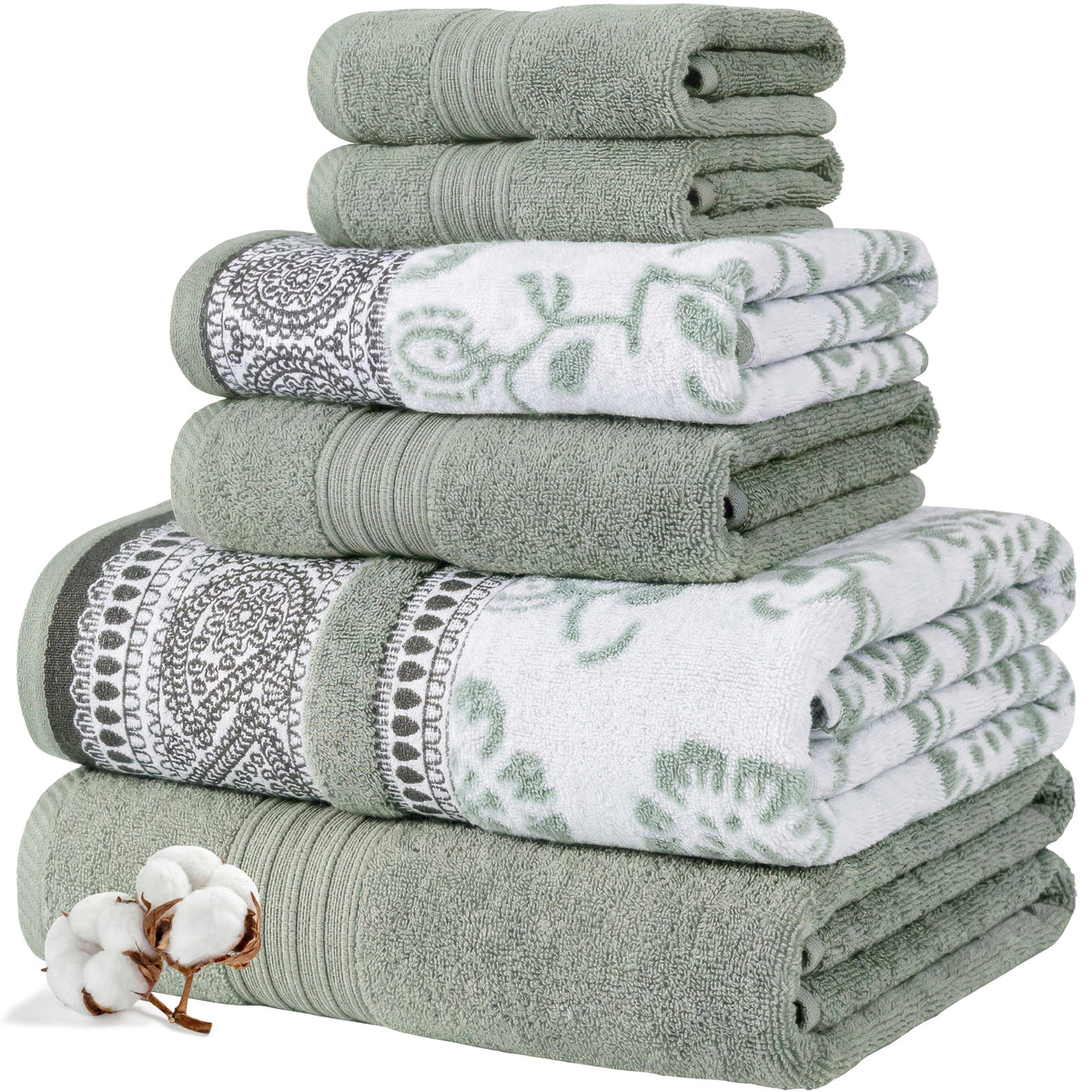 Modern Threads 6-Piece Reversible Cotton Bath Towel Set
