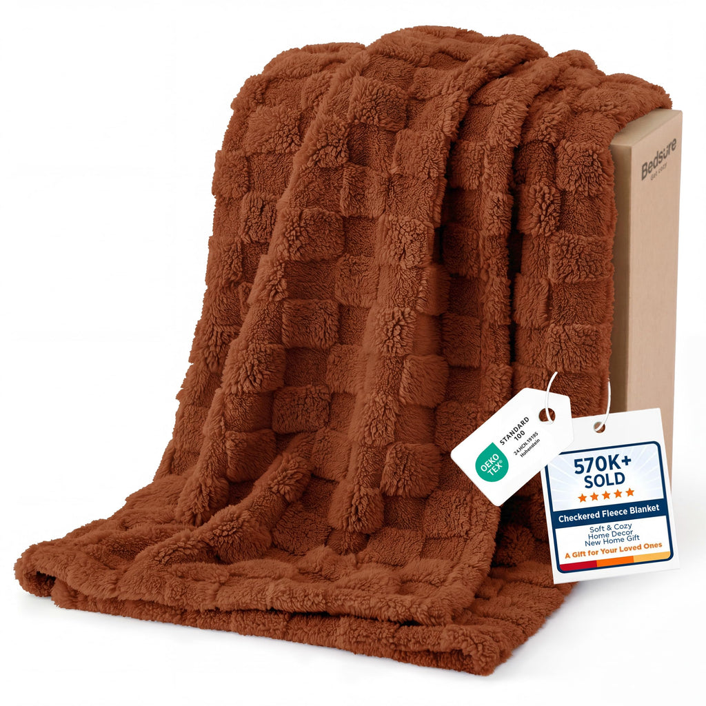 Bedsure GentleSoft Throw Blanket Checkered Fleece Blankets