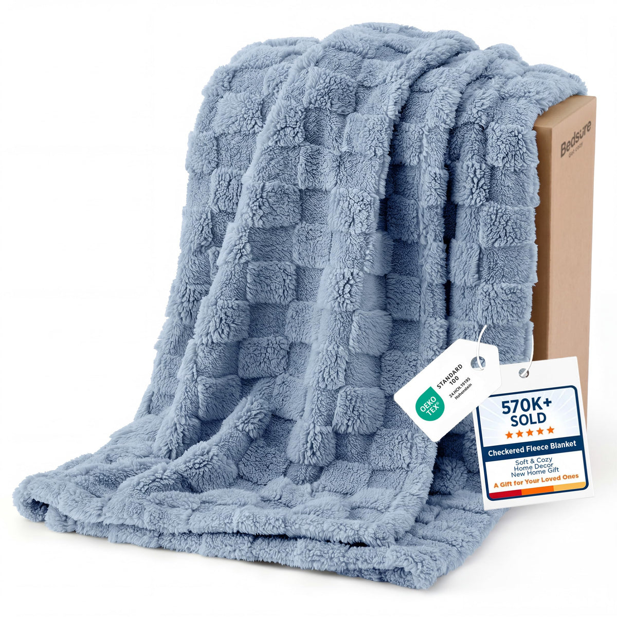 Bedsure GentleSoft Throw Blanket Checkered Fleece Blankets