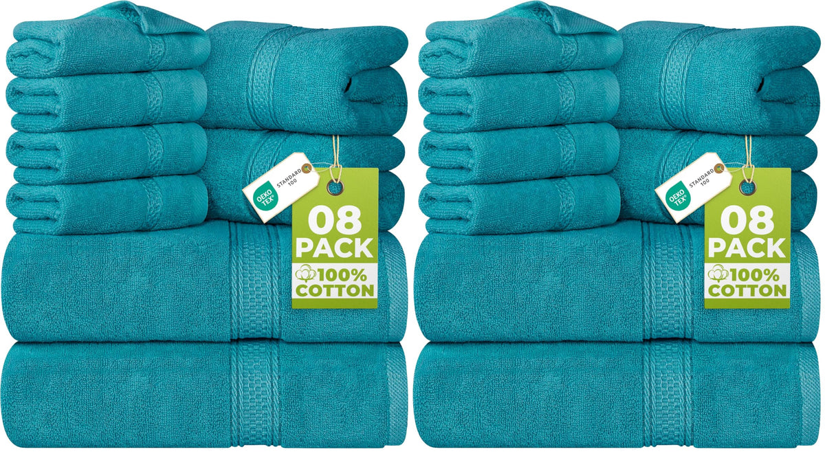 Utopia Towels 8-Piece 600 GSM Cotton Bathroom Towel Set