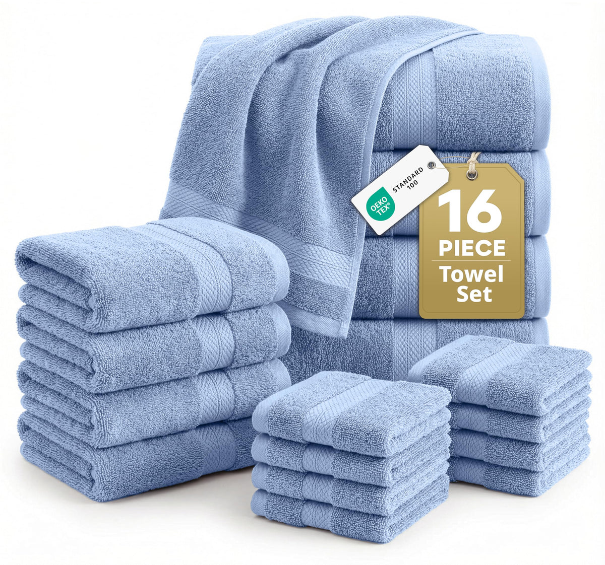 LANE LINEN 6-Piece Ring-Spun Cotton Bathroom Towel Set