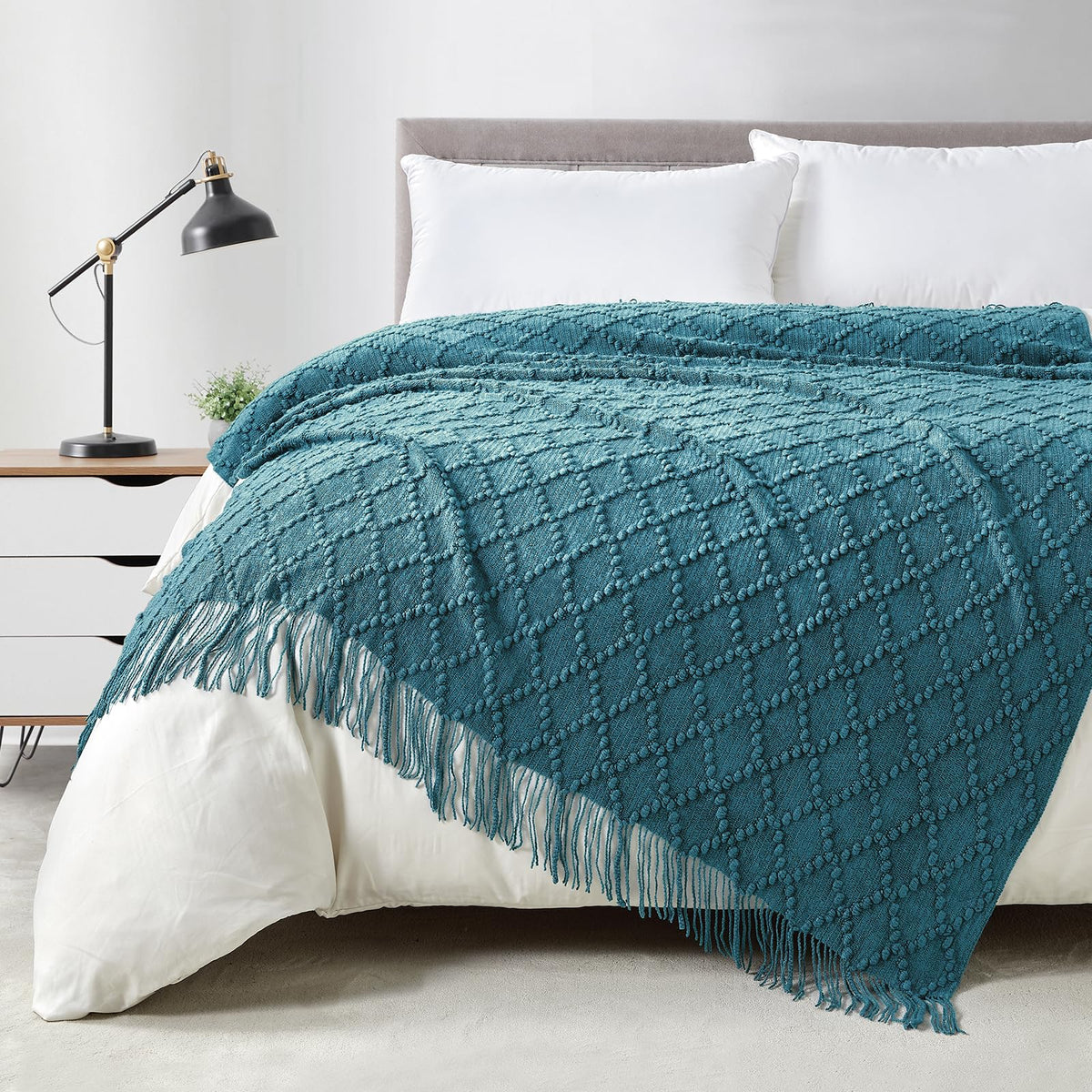 BOURINA Soft Textured Knitted Throw Blanket for Sofa