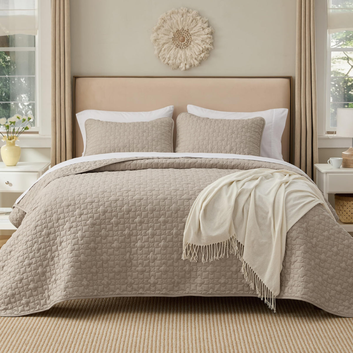 Bedsure Lightweight Basket-Weave Quilt Bedspread Set