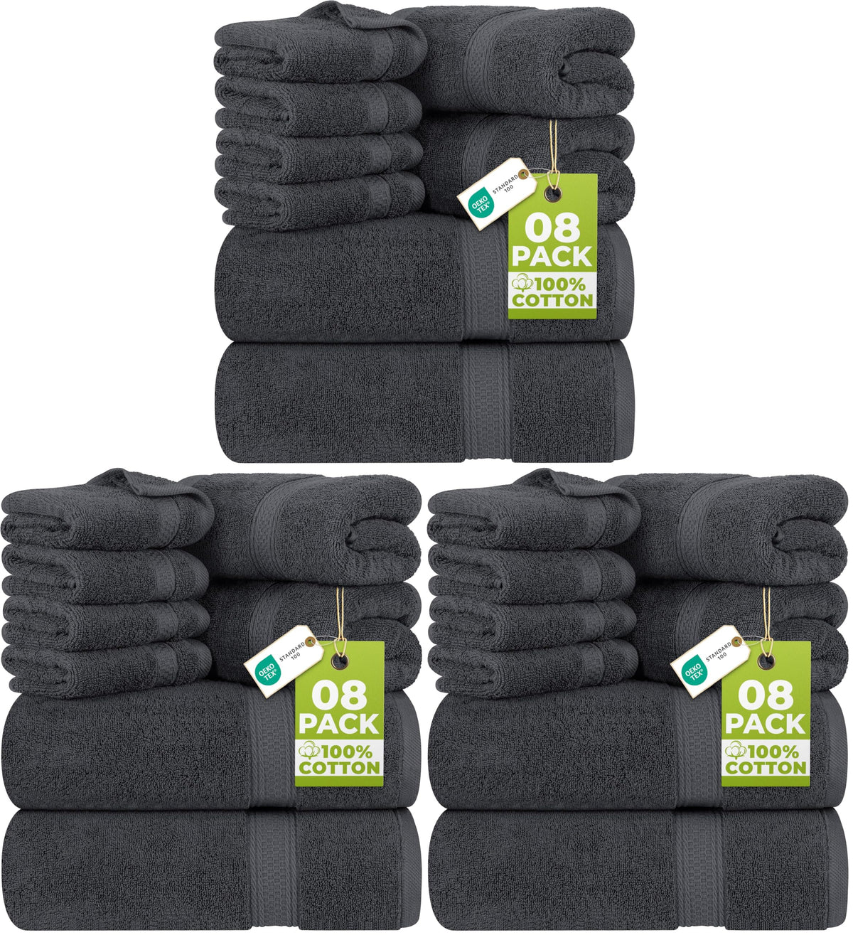 Utopia Towels 8-Piece 600 GSM Cotton Bathroom Towel Set