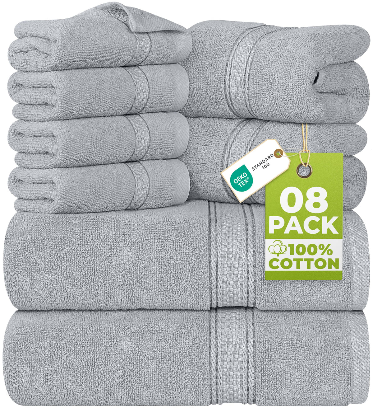 Utopia Towels 8-Piece 600 GSM Cotton Bathroom Towel Set