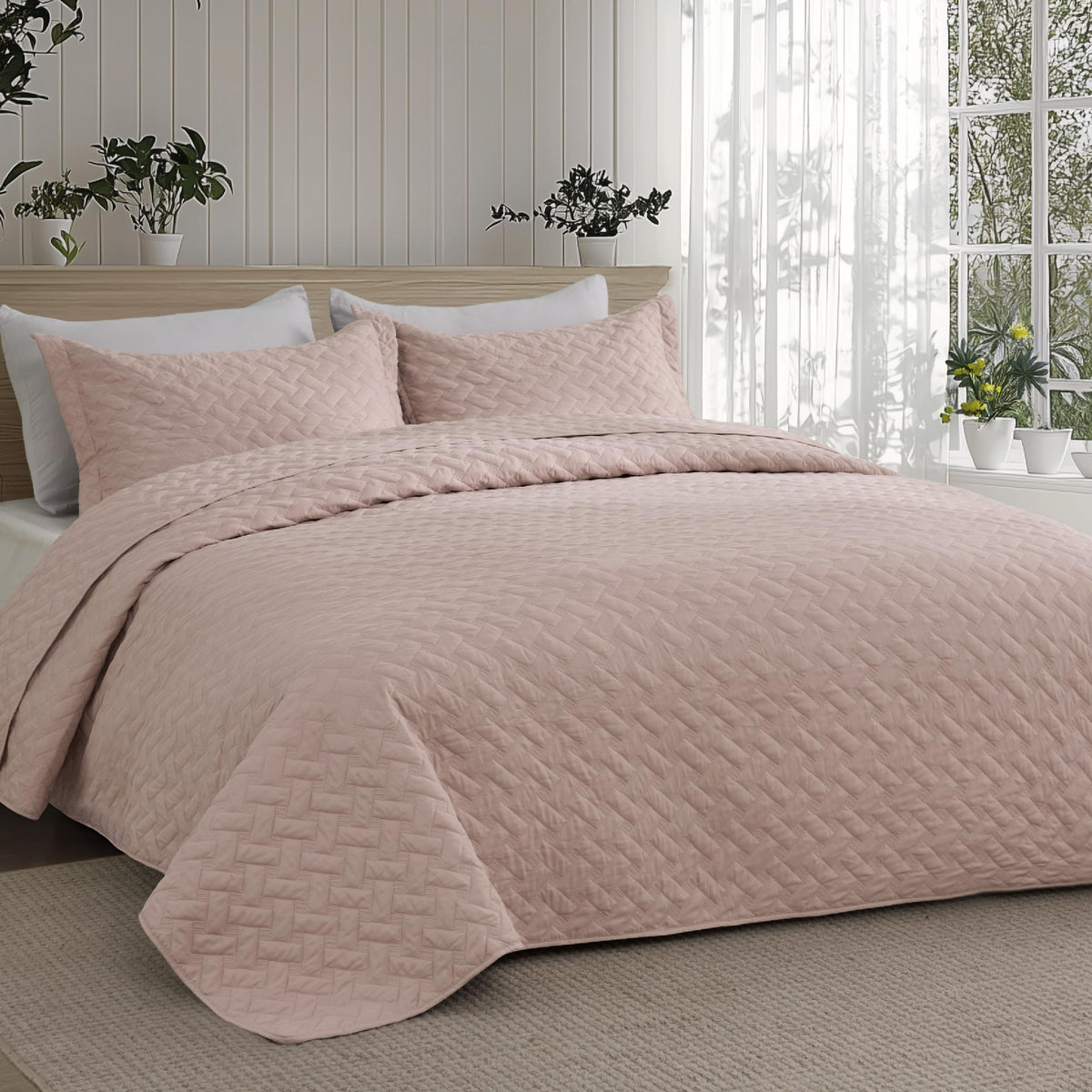 Bedsure Lightweight Basket-Weave Quilt Bedspread Set