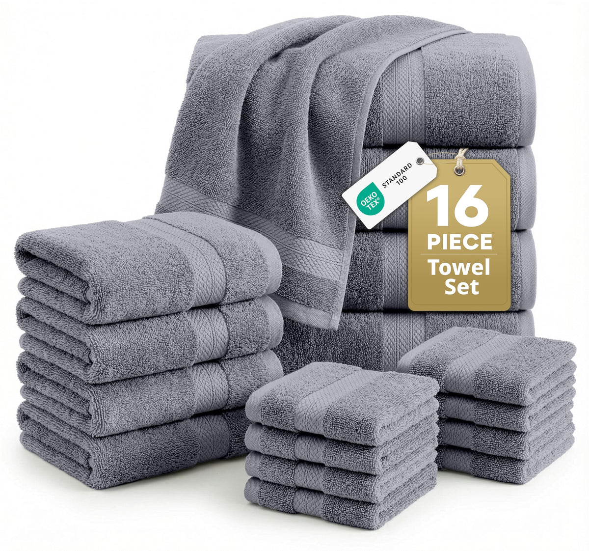 LANE LINEN 6-Piece Ring-Spun Cotton Bathroom Towel Set