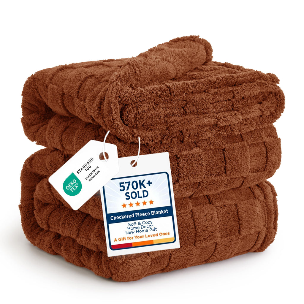 Bedsure GentleSoft Throw Blanket Checkered Fleece Blankets