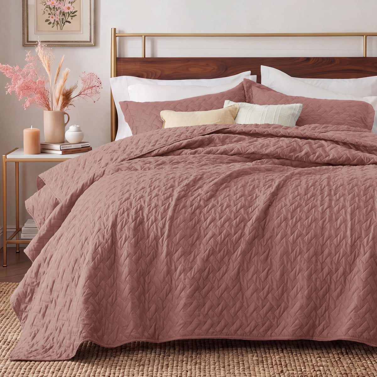 Bedsure Lightweight Basket-Weave Quilt Bedspread Set